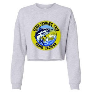 Tuna Fishing Trip Miami Florida Cropped Pullover Crew