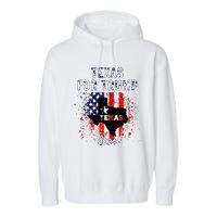 Texas For Trump 2024 American Flag Vintage Garment-Dyed Fleece Hoodie