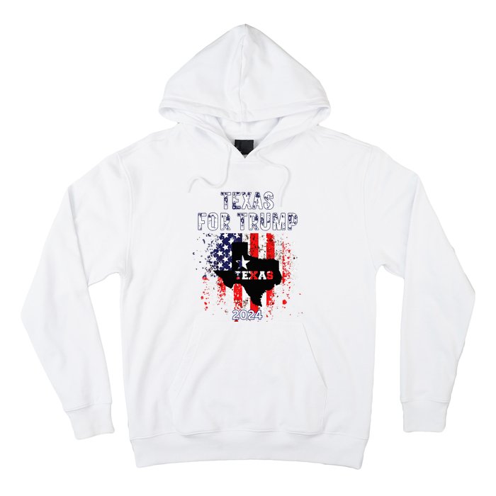 Texas For Trump 2024 American Flag Vintage Hoodie