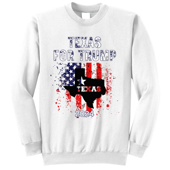 Texas For Trump 2024 American Flag Vintage Sweatshirt