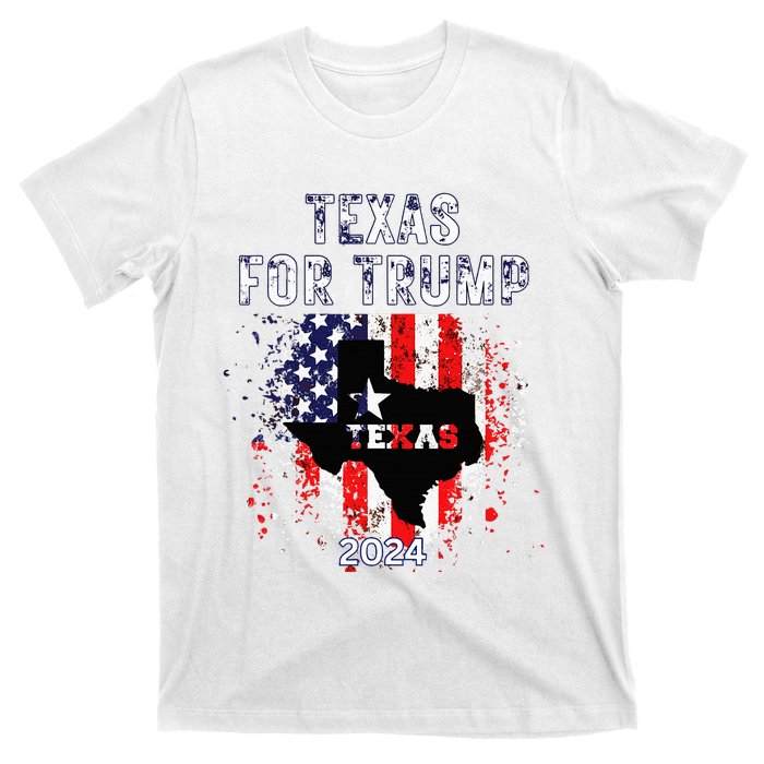 Texas For Trump 2024 American Flag Vintage T-Shirt