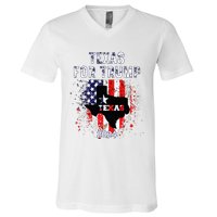 Texas For Trump 2024 American Flag Vintage V-Neck T-Shirt