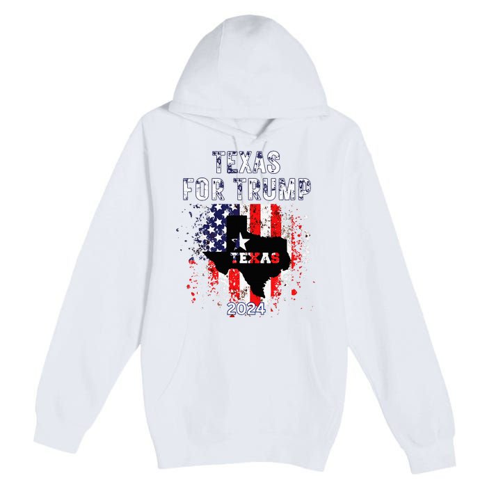 Texas For Trump 2024 American Flag Vintage Premium Pullover Hoodie