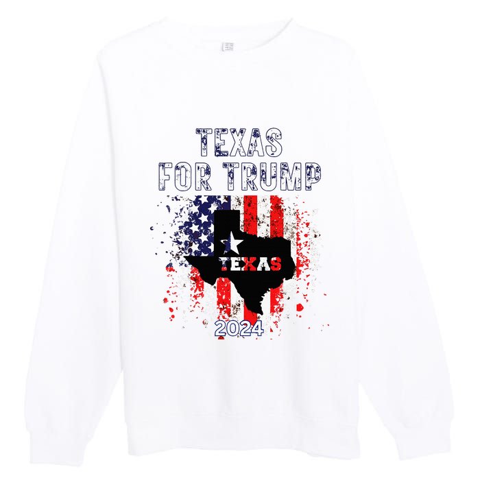 Texas For Trump 2024 American Flag Vintage Premium Crewneck Sweatshirt