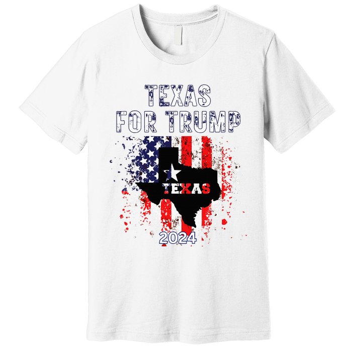 Texas For Trump 2024 American Flag Vintage Premium T-Shirt