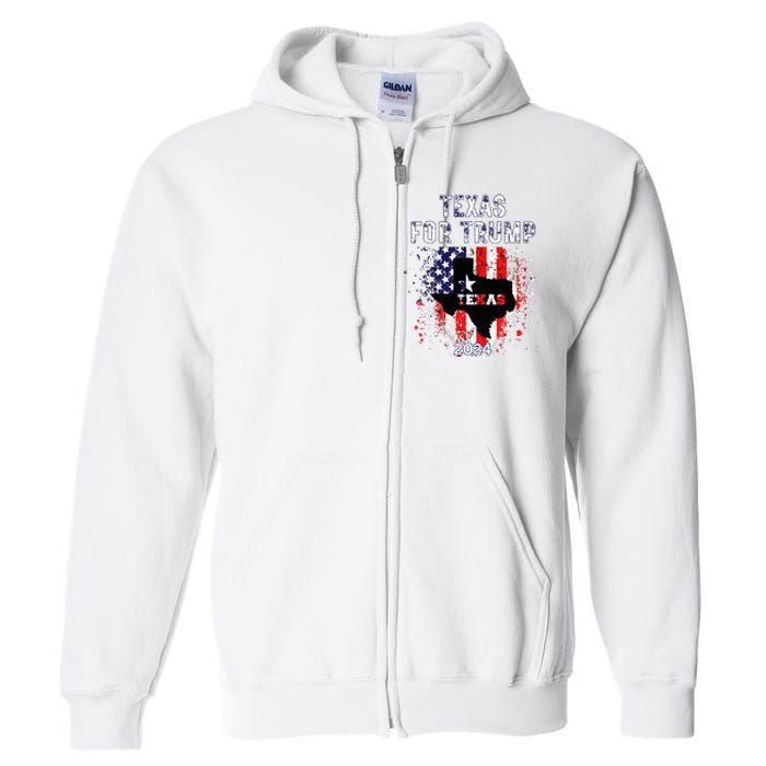 Texas For Trump 2024 American Flag Vintage Full Zip Hoodie