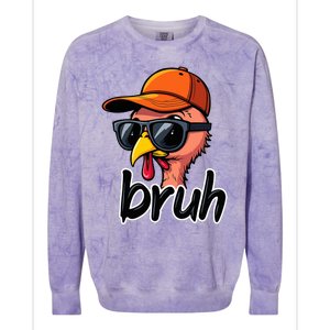 Turkey Face Thanksgiving Bruh Man Turkey Colorblast Crewneck Sweatshirt