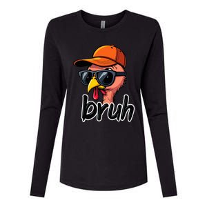 Turkey Face Thanksgiving Bruh Man Turkey Womens Cotton Relaxed Long Sleeve T-Shirt