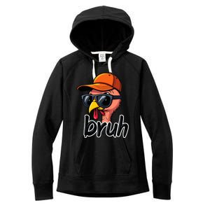 Turkey Face Thanksgiving Bruh Man Turkey Women's Fleece Hoodie