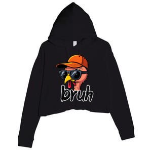 Turkey Face Thanksgiving Bruh Man Turkey Crop Fleece Hoodie