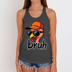 Turkey Face Thanksgiving Bruh Man Turkey Women's Knotted Racerback Tank