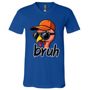 Turkey Face Thanksgiving Bruh Man Turkey V-Neck T-Shirt