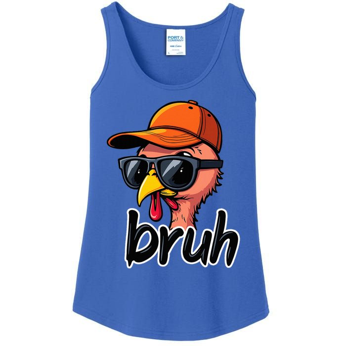 Turkey Face Thanksgiving Bruh Man Turkey Ladies Essential Tank