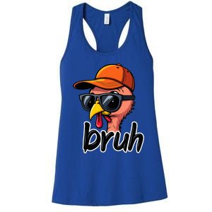 Turkey Face Thanksgiving Bruh Man Turkey Women's Racerback Tank