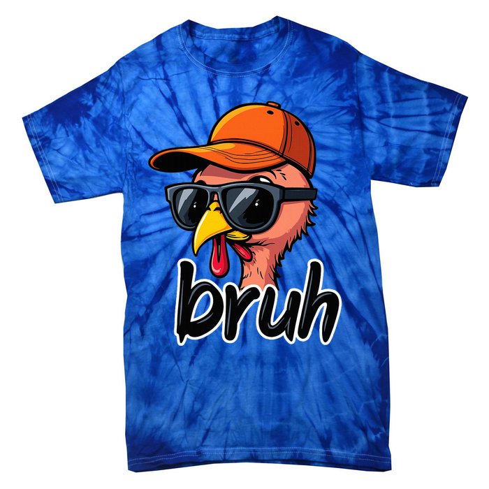 Turkey Face Thanksgiving Bruh Man Turkey Tie-Dye T-Shirt