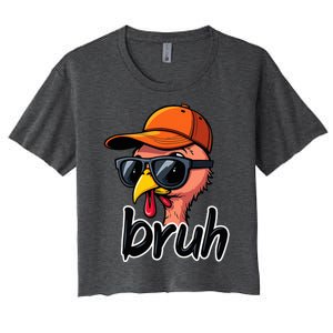 Turkey Face Thanksgiving Bruh Man Turkey Women's Crop Top Tee