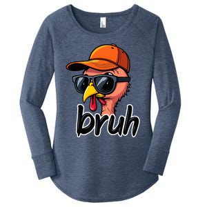 Turkey Face Thanksgiving Bruh Man Turkey Women's Perfect Tri Tunic Long Sleeve Shirt