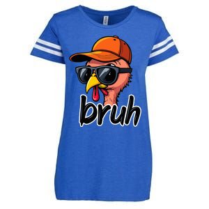 Turkey Face Thanksgiving Bruh Man Turkey Enza Ladies Jersey Football T-Shirt