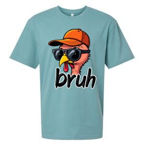 Turkey Face Thanksgiving Bruh Man Turkey Sueded Cloud Jersey T-Shirt