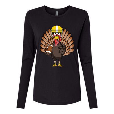 Turkey Football Thanksgiving Turkey Bowl Gift Womens Cotton Relaxed Long Sleeve T-Shirt