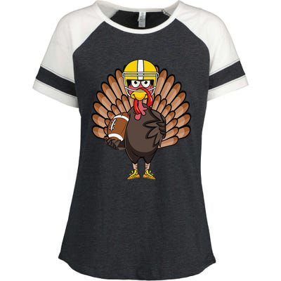 Turkey Football Thanksgiving Turkey Bowl Gift Enza Ladies Jersey Colorblock Tee