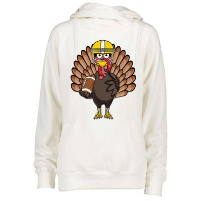 Turkey Football Thanksgiving Turkey Bowl Gift Womens Funnel Neck Pullover Hood