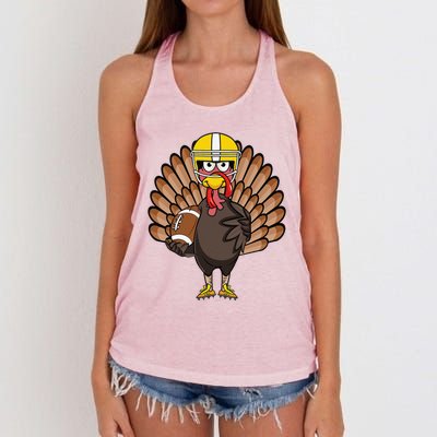 Turkey Football Thanksgiving Turkey Bowl Gift Women's Knotted Racerback Tank