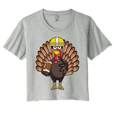 Turkey Football Thanksgiving Turkey Bowl Gift Women's Crop Top Tee