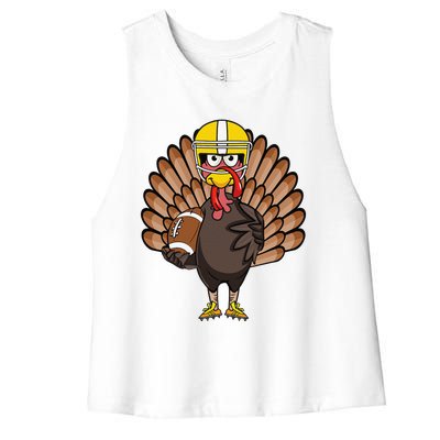 Turkey Football Thanksgiving Turkey Bowl Gift Women's Racerback Cropped Tank