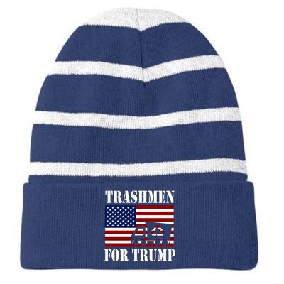 Trashmen For Trump 2024 Funny Election Garbageman Supporters Striped Beanie with Solid Band