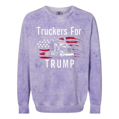 Truckers for Trump 2024 Long Sleeve Colorblast Crewneck Sweatshirt