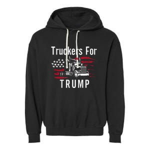 Truckers for Trump 2024 Long Sleeve Garment-Dyed Fleece Hoodie