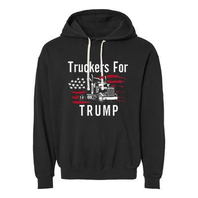 Truckers for Trump 2024 Long Sleeve Garment-Dyed Fleece Hoodie