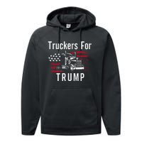 Truckers for Trump 2024 Long Sleeve Performance Fleece Hoodie