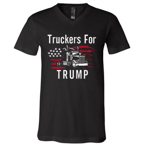 Truckers for Trump 2024 Long Sleeve V-Neck T-Shirt