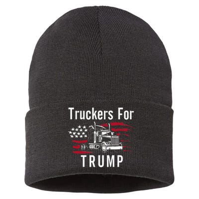 Truckers for Trump 2024 Long Sleeve Sustainable Knit Beanie