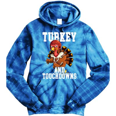 Thanksgiving Football Turkey And Touchdowns Cute Gift Tie Dye Hoodie