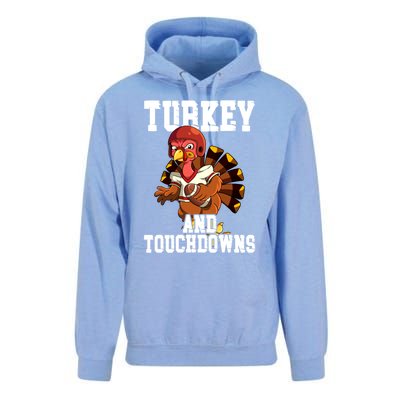 Thanksgiving Football Turkey And Touchdowns Cute Gift Unisex Surf Hoodie