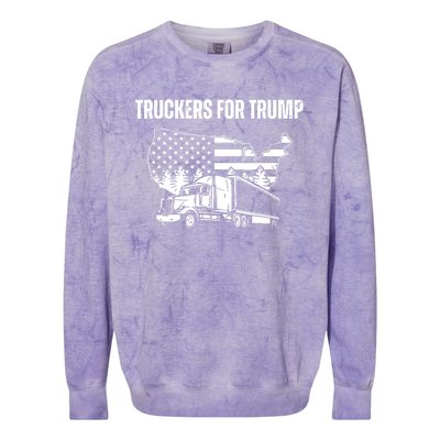 Truckers For Trump 2024 Vote Funny Trump 2024 Gift Colorblast Crewneck Sweatshirt