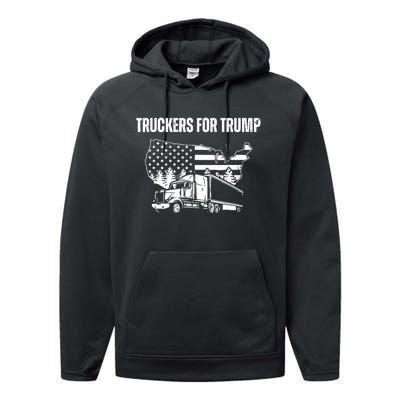 Truckers For Trump 2024 Vote Funny Trump 2024 Gift Performance Fleece Hoodie