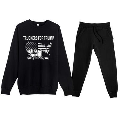 Truckers For Trump 2024 Vote Funny Trump 2024 Gift Premium Crewneck Sweatsuit Set