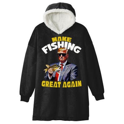 Trout Fishing Trump Fishing Fishermen For Trump Hooded Wearable Blanket