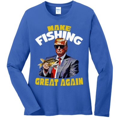 Trout Fishing Trump Fishing Fishermen For Trump Ladies Long Sleeve Shirt