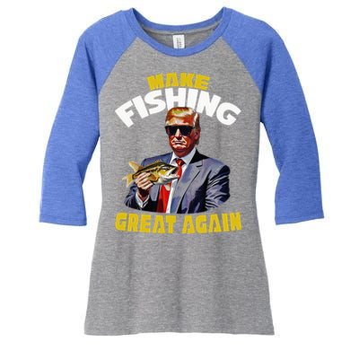 Trout Fishing Trump Fishing Fishermen For Trump Women's Tri-Blend 3/4-Sleeve Raglan Shirt