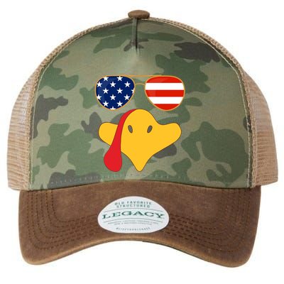 Turkey Face Thanksgiving Cute American Flag Sunglasses Gift Legacy Tie Dye Trucker Hat