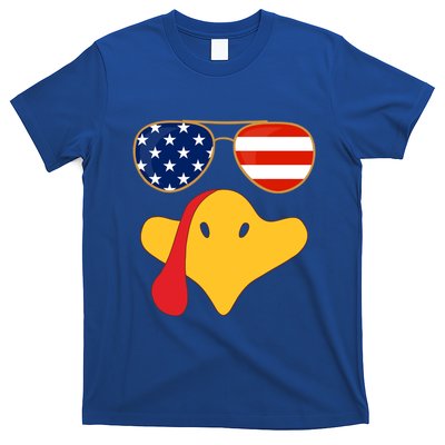 Turkey Face Thanksgiving Cute American Flag Sunglasses Gift T-Shirt