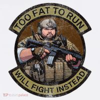 Too Fat To Run Will Fight Instead Overweight Military Full-Length Apron With Pockets