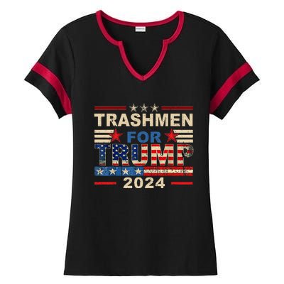 Trashmen For Trump 2024 Election Garbageman Supporters Ladies Halftime Notch Neck Tee