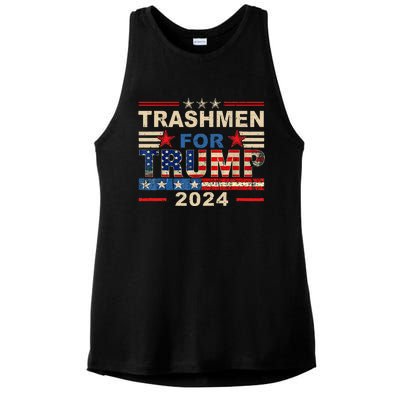 Trashmen For Trump 2024 Election Garbageman Supporters Ladies PosiCharge Tri-Blend Wicking Tank