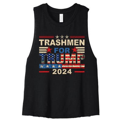 Trashmen For Trump 2024 Election Garbageman Supporters Women's Racerback Cropped Tank